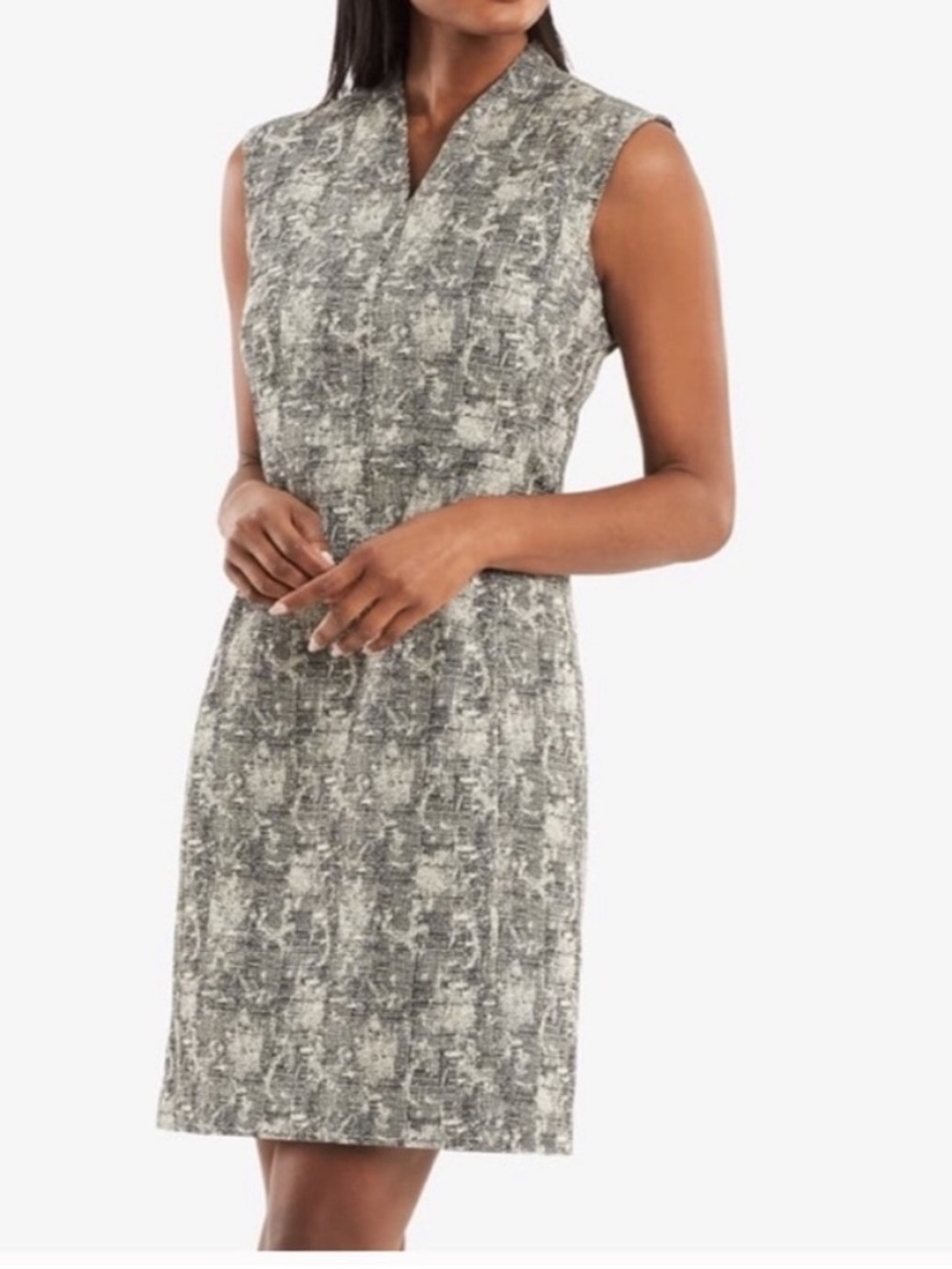 M.M. LaFleur Aditi Recycled WonderTex Sleeveless Black White Sheath Dress 2